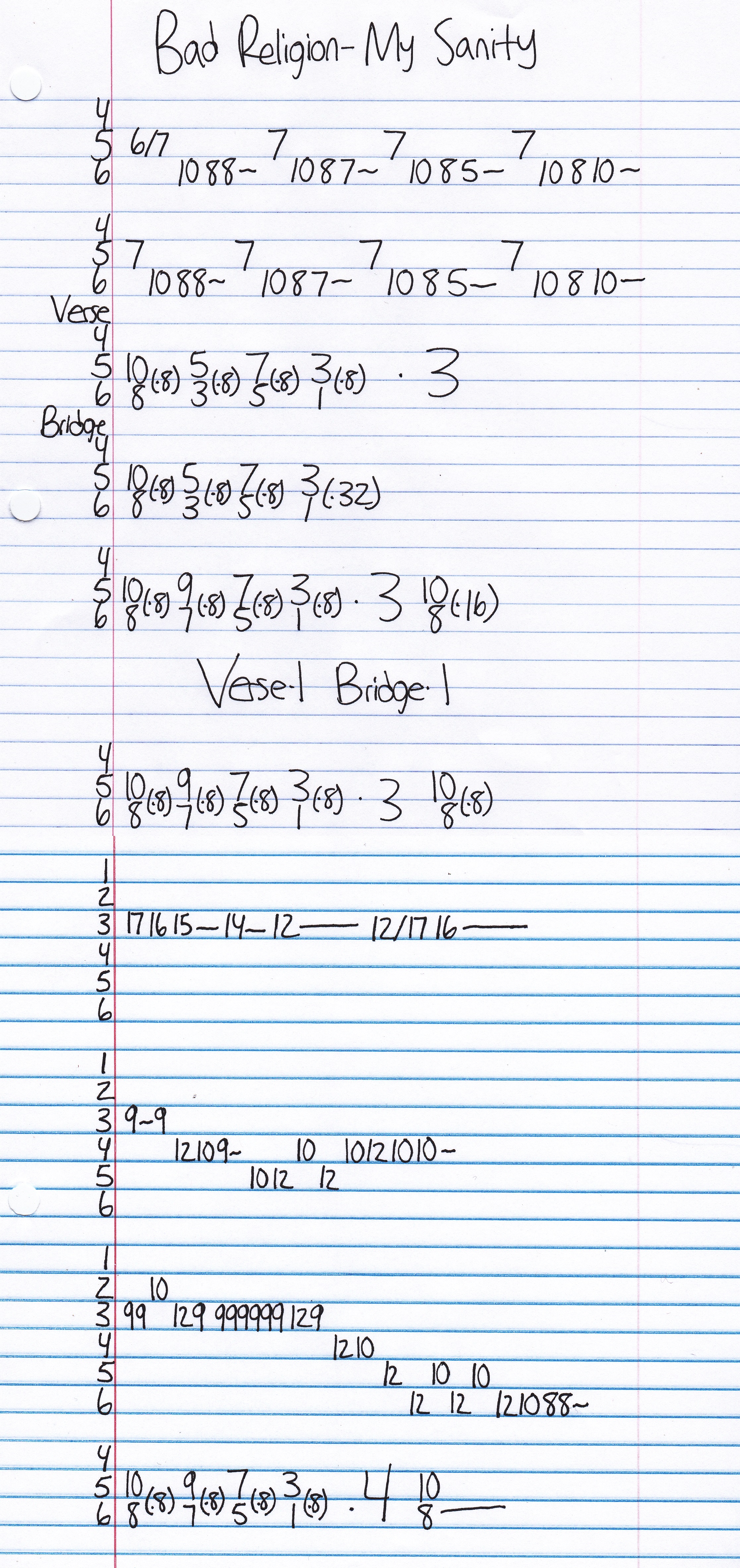 High quality guitar tab for My Sanity by Bad Religion off of the album Age Of Unreason. ***Complete and accurate guitar tab!***